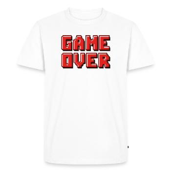 Pixel Game Over Bannière rétro - T-shirt Premium bio Homme - blanc - Devant - Nico (187cm)