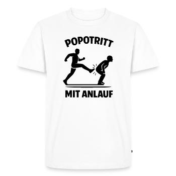 Kick in the butt with a run-up - Men's Premium Organic T-Shirt - white - Front - Nico (187cm)