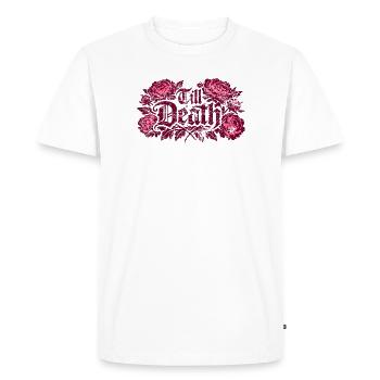 Till Death Florale Gothic | Valentine's Day - Men's Premium Organic T-Shirt - white - Front - Nico (187cm)