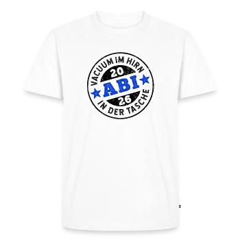 Abi 2026 - Vacuum in the brain, Abi in the bag - Men's Premium Organic T-Shirt - white - Front - Nico (187cm)