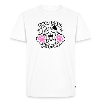 Paw Paw Purray Cat | Motif drôle de patte - T-shirt Premium bio Homme - blanc - Devant - Nico (187cm)