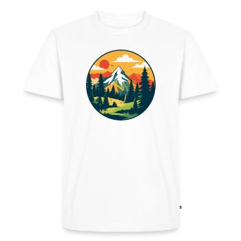 Montagnes Forêts Nature Randonnée Motif de l’alpinisme - T-shirt Premium bio Homme - blanc - Devant - Nico (187cm)