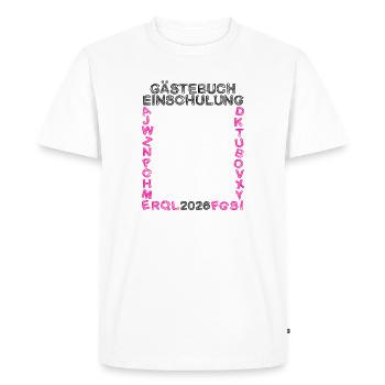 Inscription dans le livre d’or 2026 Début de l’école Enfant - T-shirt Premium bio Homme - blanc - Devant - Nico (187cm)