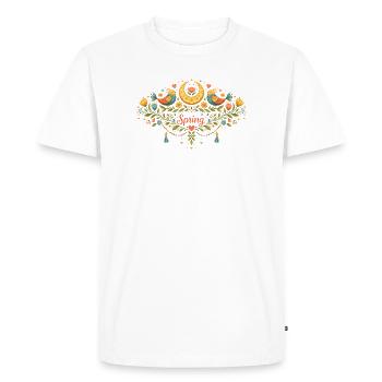 Ornement printanier avec fleurs, oiseaux et lune - T-shirt Premium bio Homme - blanc - Devant - Nico (187cm)