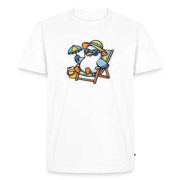Sun-style beach penguin - Men's Premium Organic T-Shirt - white - Front - Nico (187cm)