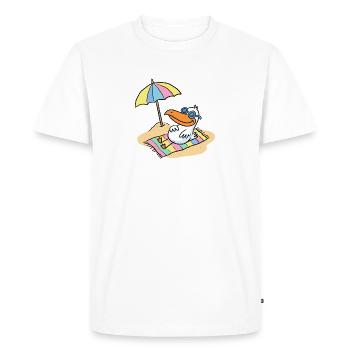 Sun bird on the beach with umbrella - Men's Premium Organic T-Shirt - white - Front - Nico (187cm)