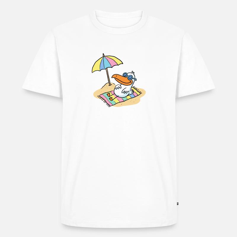 Sonnenvogel am Strand mit Schirm - Männer Premium Bio T-Shirt - Weiß