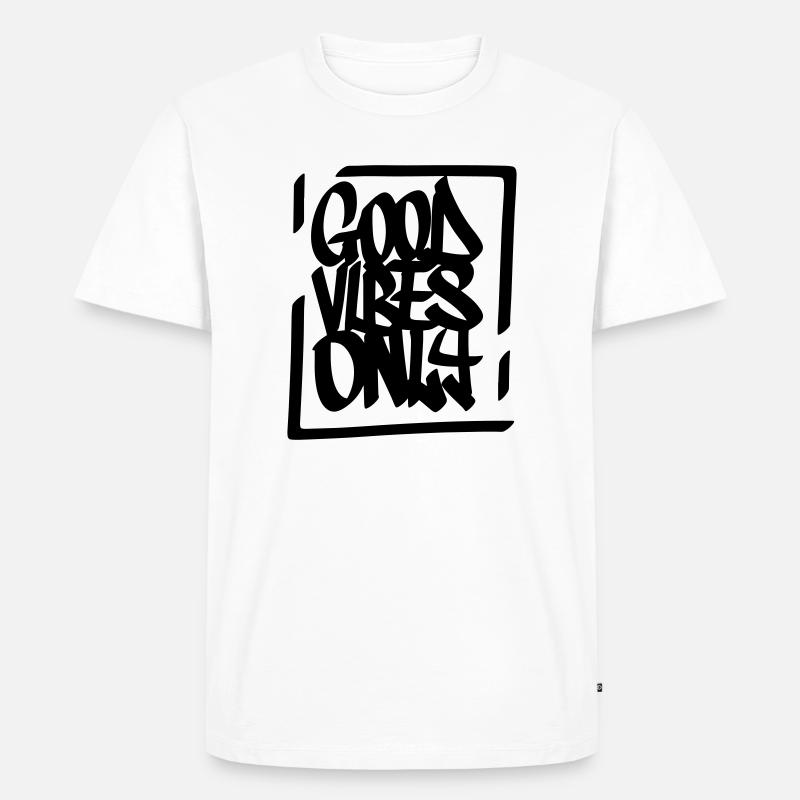 Gute Vibes Lebensmotto - Männer Premium Bio T-Shirt - Weiß