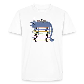 blue cat on skateboards - Men's Premium Organic T-Shirt - white - Front - Nico (187cm)
