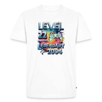 Niveau 22 ans Débloqués depuis 2004 Anniversaire - T-shirt Premium bio Homme - blanc - Devant - Nico (187cm)