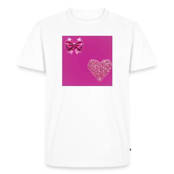 Glitter Heart & Bow Pink Romance - Men's Premium Organic T-Shirt - white - Front - Nico (187cm)