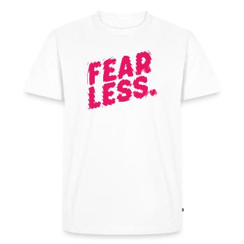 Fearless Pink Brush Letters - Men's Premium Organic T-Shirt - white - Front - Nico (187cm)