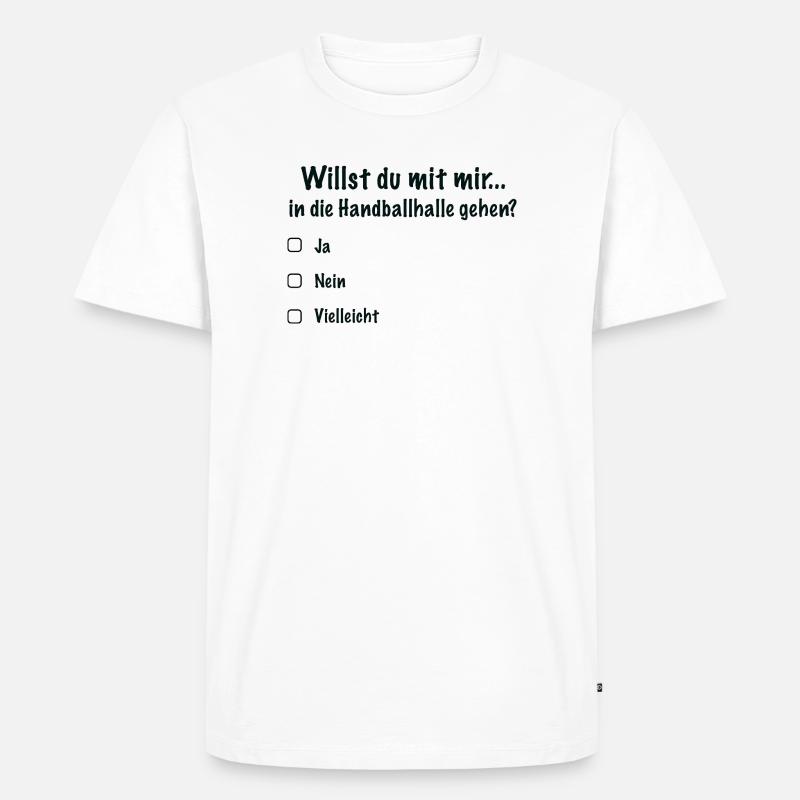 Handballdate Spruch Einladung (Schwarz) - Männer Premium Bio T-Shirt - Weiß
