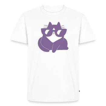 Purple Cuddly Cat Dream Cat - Men's Premium Organic T-Shirt - white - Front - Nico (187cm)