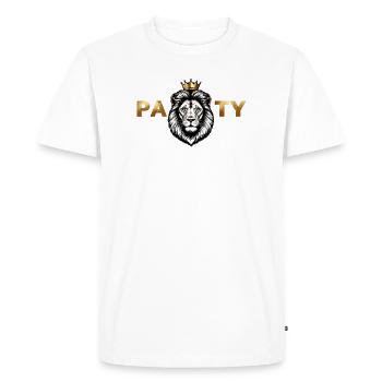Partylöwe – König der Nacht - Men's Premium Organic T-Shirt - white - Front - Nico (187cm)
