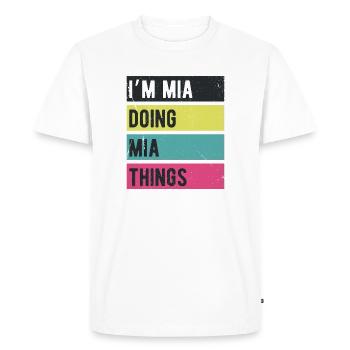 Je suis Mia qui fait des choses rétro Colors - T-shirt Premium bio Homme - blanc - Devant - Nico (187cm)