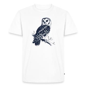 Chouette vintage sur la branche | Motif de la Forêt Mystique - T-shirt Premium bio Homme - blanc - Devant - Nico (187cm)