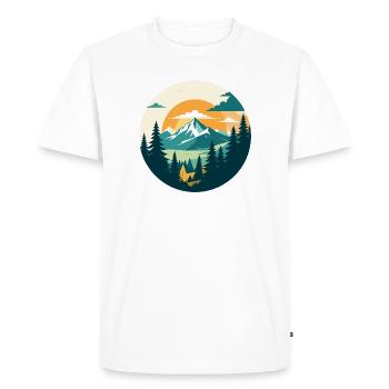 Mountains Mountain Forest High Mountain Hiking Circle Motif - Men's Premium Organic T-Shirt - white - Front - Nico (187cm)