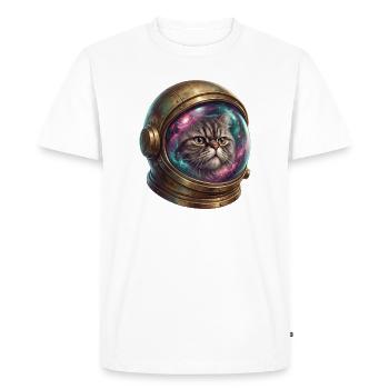 Astronaute chat dans un casque spatial - T-shirt Premium bio Homme - blanc - Devant - Nico (187cm)