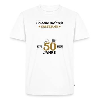 Golden Wedding Anniversary 2026 50th Wedding Anniversary Guestbook - Men's Premium Organic T-Shirt - white - Front - Nico (187cm)