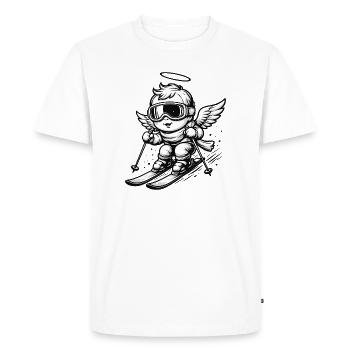 Ange cool sur des skis avec des lunettes de protection - T-shirt Premium bio Homme - blanc - Devant - Nico (187cm)