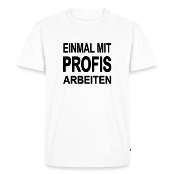 work - Men's Premium Organic T-Shirt - white - Front - Nico (187cm)