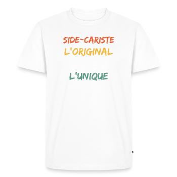 Side-Cariste L'Original Le Vrai L'Unique - T-shirt Premium bio Homme - blanc - Devant - Nico (187cm)