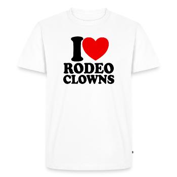 I Love Rodeo Clowns, Red Heart Rodeo Clowns - Men's Premium Organic T-Shirt - white - Front - Nico (187cm)
