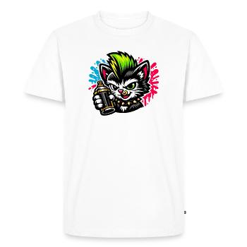 Graffiti Cat Spray Dot - Men's Premium Organic T-Shirt - white - Front - Nico (187cm)