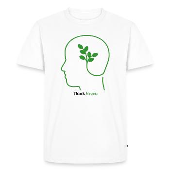 Symbole de plante à pensée verte dans la tête - T-shirt Premium bio Homme - blanc - Devant - Nico (187cm)