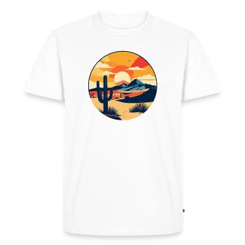 Panorama désertique Soleil rouge Motif paysager désertique - T-shirt Premium bio Homme - blanc - Devant - Nico (187cm)