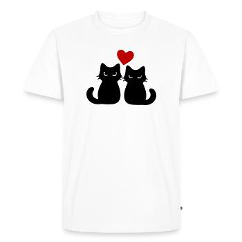 Couple de chats amoureux - T-shirt Premium bio Homme - blanc - Devant - Nico (187cm)