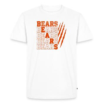 Texte d’ours avec des marques de griffes vieillies - T-shirt Premium bio Homme - blanc - Devant - Nico (187cm)