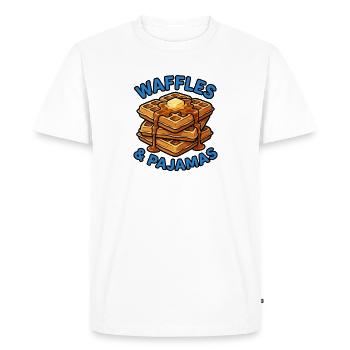 Les gaufres et pyjamas adorent les gaufres au petit-déjeuner - T-shirt Premium bio Homme - blanc - Devant - Nico (187cm)