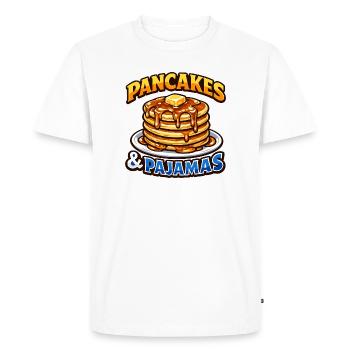 Les pancakes et pyjamas adorent les pancakes du petit-déjeuner - T-shirt Premium bio Homme - blanc - Devant - Nico (187cm)