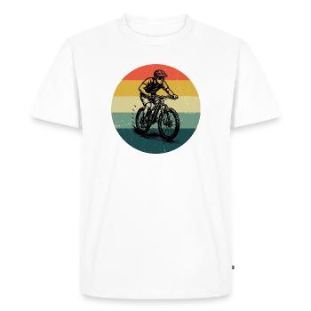 Minimalist mountain bike motif - Men's Premium Organic T-Shirt - white - Front - Nico (187cm)