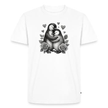 Hugging penguins with roses - Men's Premium Organic T-Shirt - white - Front - Nico (187cm)