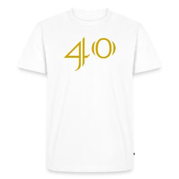 40. 40 YEARS. 40th ANNIVERSARY. 40 YEARS ANNIVERSARY. - Men's Premium Organic T-Shirt - white - Front - Nico (187cm)
