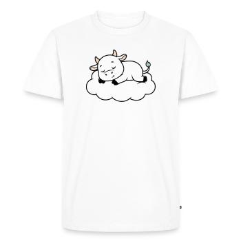 Nuage de Vache endormi Bébé de rêve - T-shirt Premium bio Homme - blanc - Devant - Nico (187cm)