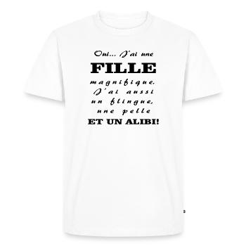 Papa protecteur - T-shirt Premium bio Homme - blanc - Devant - Nico (187cm)