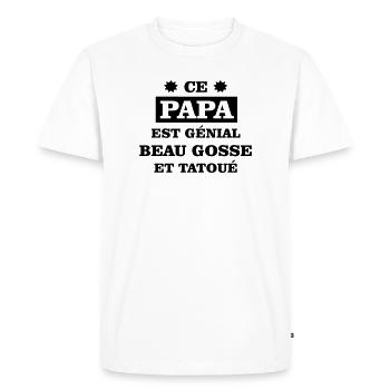 Un papa génial  - T-shirt Premium bio Homme - blanc - Devant - Nico (187cm)