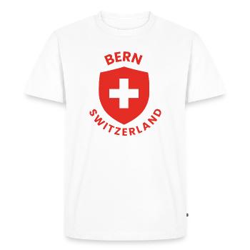 Bern Shield Swiss Cross Emblem - Men's Premium Organic T-Shirt - white - Front - Nico (187cm)