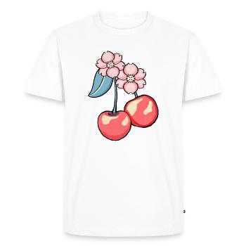 Illustration de charme en fleurs de cerisier - T-shirt Premium bio Homme - blanc - Devant - Nico (187cm)
