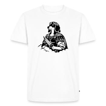 Roman Dachshund Warrior Fighter Sword Dagger - Men's Premium Organic T-Shirt - white - Front - Nico (187cm)