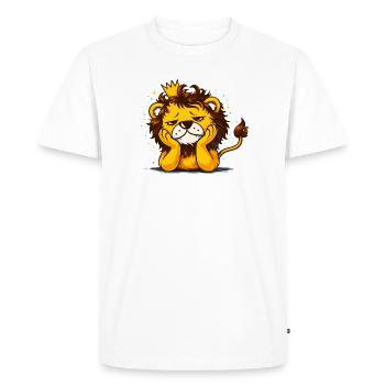 Lion mignon avec une couronne – motif d’animal rêveur - T-shirt Premium bio Homme - blanc - Devant - Nico (187cm)