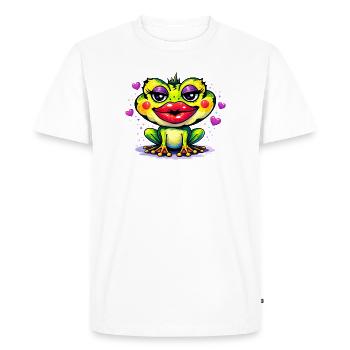 Crapaud drôle aux lèvres – Motif coloré d’animaux de bande dessinée - T-shirt Premium bio Homme - blanc - Devant - Nico (187cm)