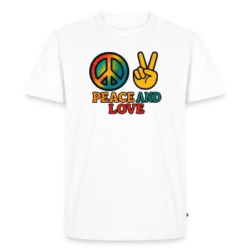 Peace and Love Tie Dye Symbol - T-shirt Premium bio Homme - blanc - Devant - Nico (187cm)