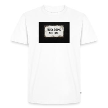 Occupé à ne rien faire – Conception industrielle de fautes de frappe - T-shirt Premium bio Homme - blanc - Devant - Nico (187cm)
