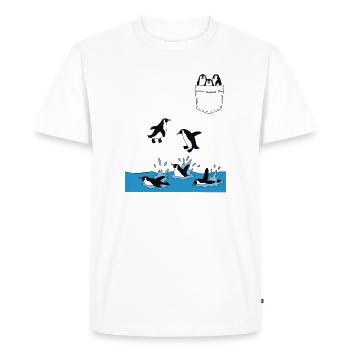 Penguin Jump Into The Water Pocket Design - T-shirt Premium bio Homme - blanc - Devant - Nico (187cm)