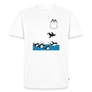 Penguin Jump Into The Water Pocket Design - T-shirt Premium bio Homme - blanc - Devant - Nico (187cm)
